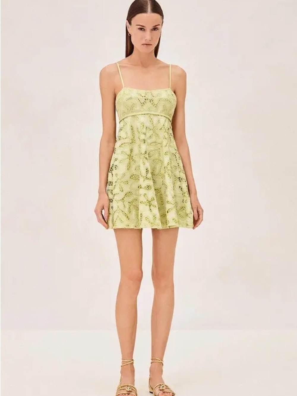Alexis Adonna Dress | Spaghetti Strap Lace Mini Dress in Light Yellow